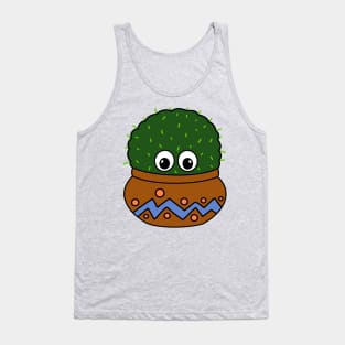 Cute Cactus Design #262: Big Round Cactus In Nice Jar Tank Top